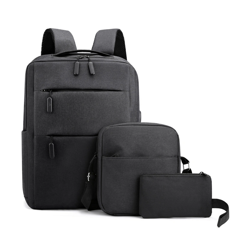 Promotion Wholesale 3 in 1 Set USB Backpack Laptop Bag Oxford Cloth Backpack Men&prime;s Business School Computer Bag