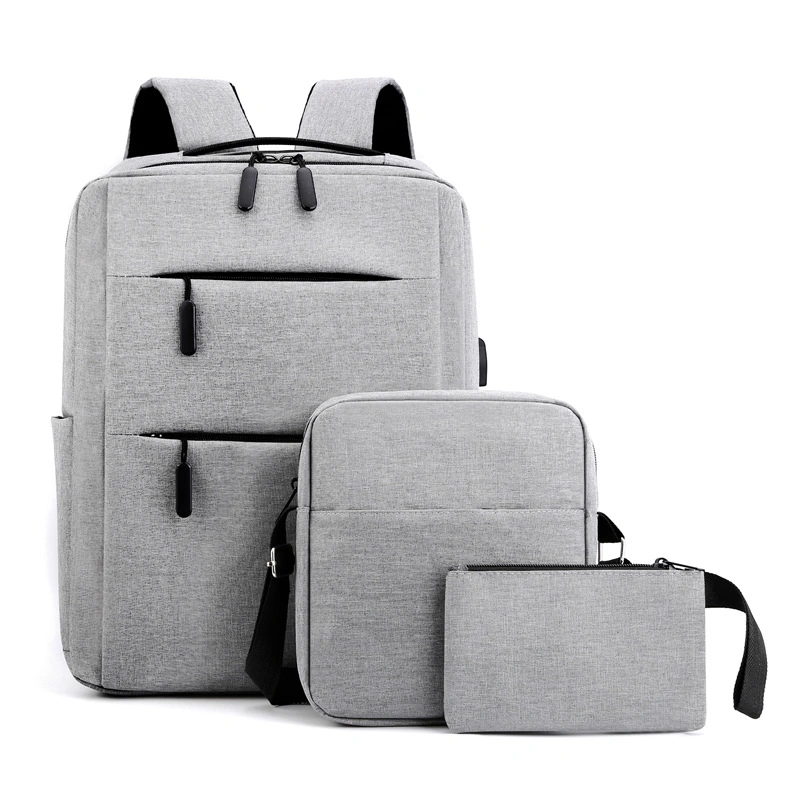 Promotion Wholesale 3 in 1 Set USB Backpack Laptop Bag Oxford Cloth Backpack Men&prime;s Business School Computer Bag