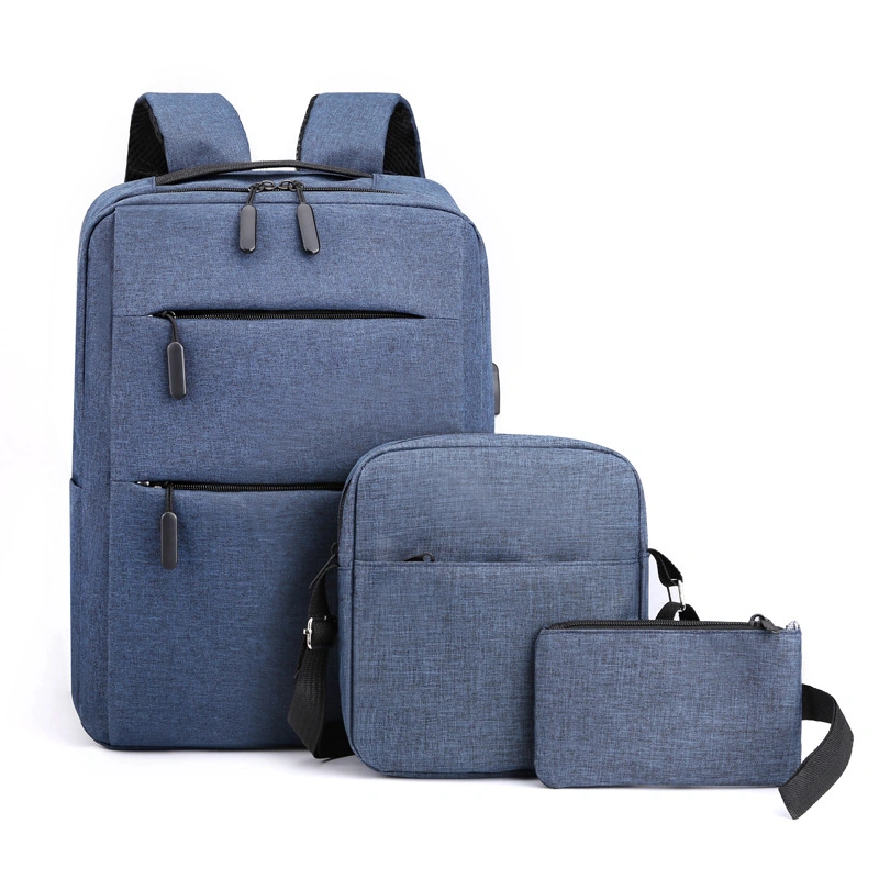 Promotion Wholesale 3 in 1 Set USB Backpack Laptop Bag Oxford Cloth Backpack Men&prime;s Business School Computer Bag