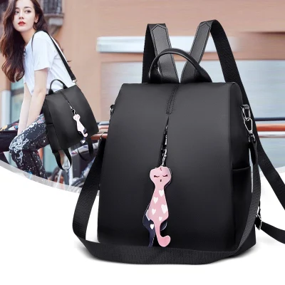 2021 New Nylon Backpack Female Bag Korean Version of The Trend of Simple Pure Color Wild Oxford Cloth Leisure Travel Backpack