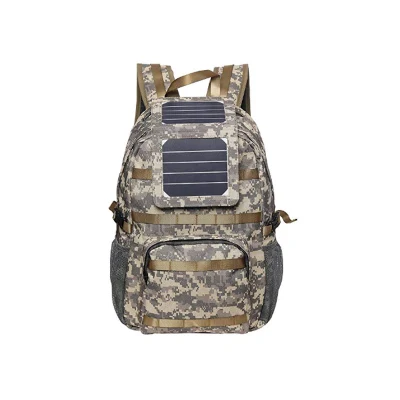 Solar Backpack with Removable 5 Watt Solar Panel Military Print/Camouflage 5V USB Output to Charge Smartphones, Powerbanks, Tablets, GPS, and Other USB